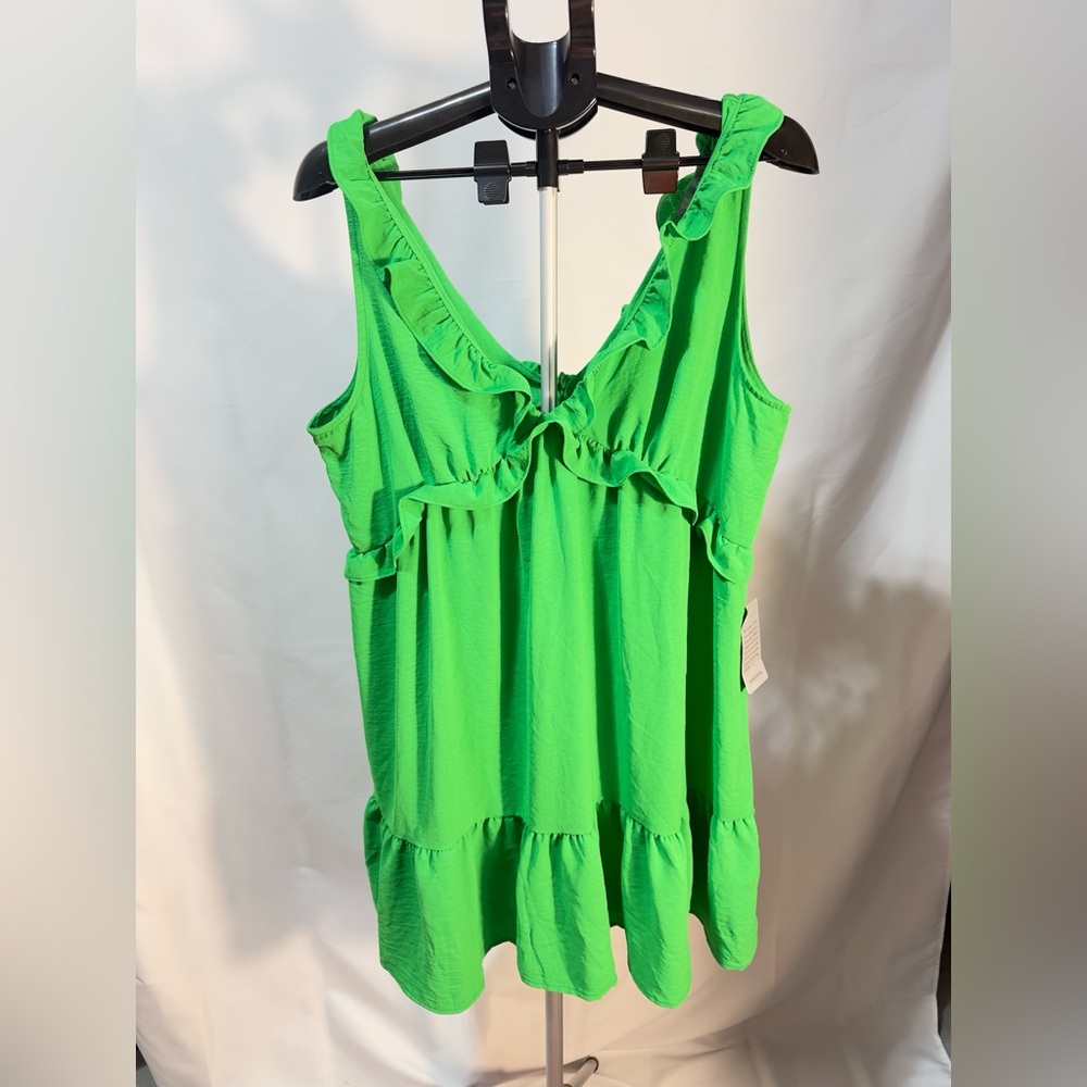 Nordstrom Vibrant Green Ruffle Mini Dress